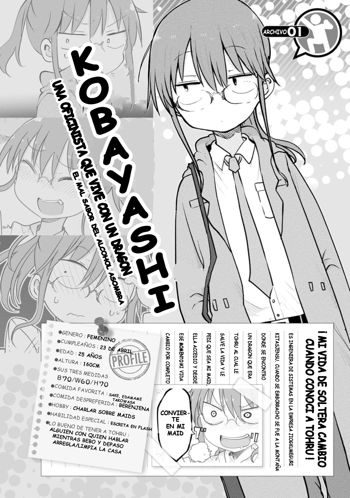 Kobayashi-san Chi no Maid Dragon Official Guidebook Kobayashi - perfil del personaje 第2页