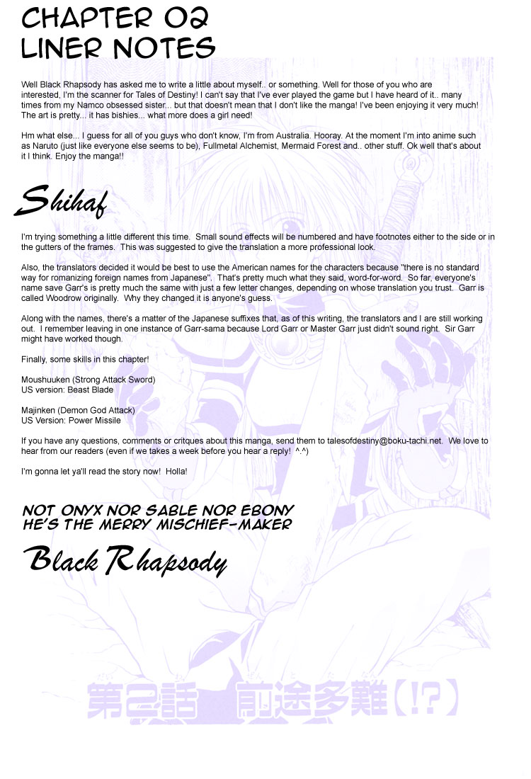Tales of Destiny A Difficult Journey from Now On 第1页
