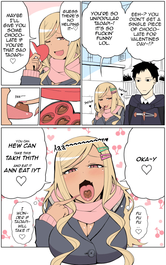 Tedama ni Toritai Kurokiya-san Twitter Short #1 - A tan-skinned gal is playing around on Valentine's 第1页